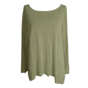Eileen Fisher Size S Womens Sweater Knit Top Light Green Long Sleeve 100% Linen